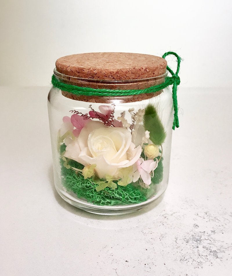 Undyed vase/table decoration/birthday gift/bottle white rose - ของวางตกแต่ง - พืช/ดอกไม้ ขาว