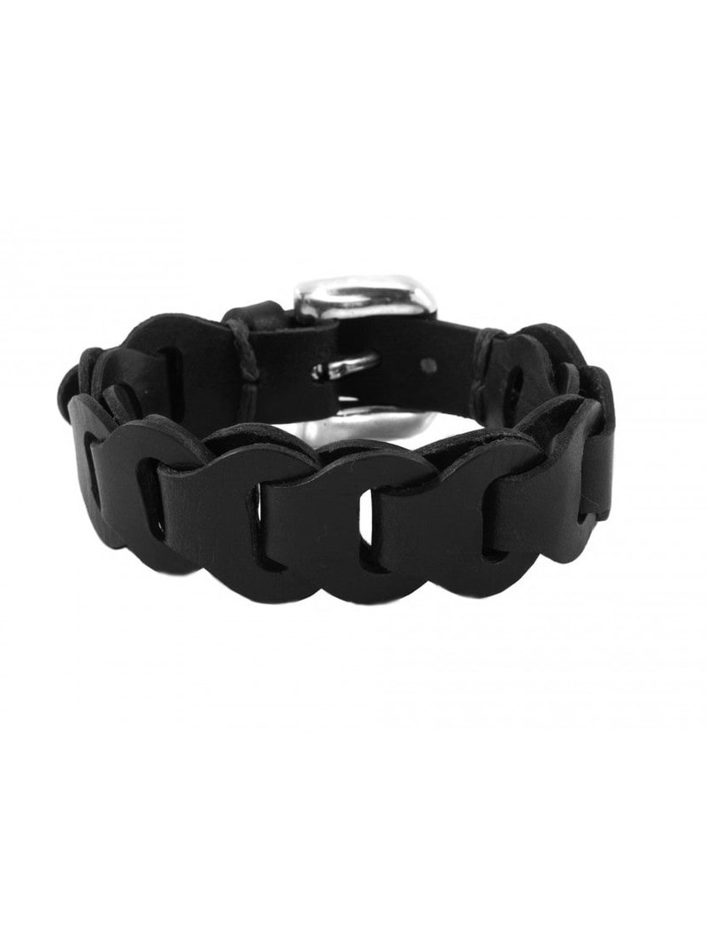 PP08 black leather bracelet - สร้อยข้อมือ - หนังแท้ สีดำ