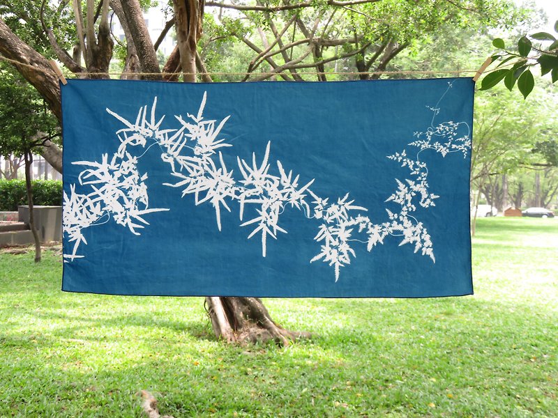 Botanic Cyanotype Cotton Decoration - โปสเตอร์ - ผ้าฝ้าย/ผ้าลินิน สีน้ำเงิน