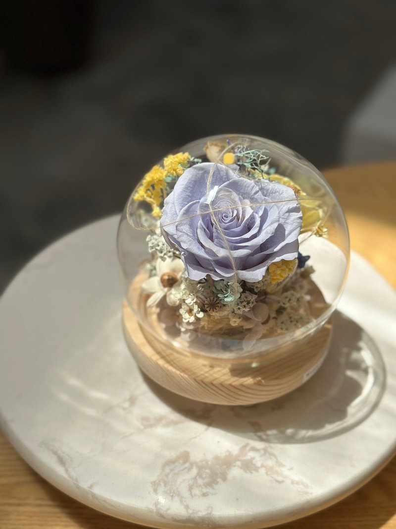 Customized flower gift-diameter 12 ball glass dust-proof flower cup cover-baby yellow + blue - Dried Flowers & Bouquets - Plants & Flowers 