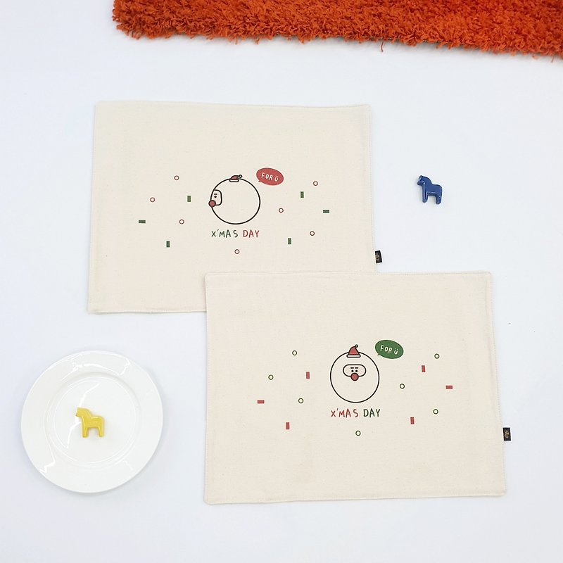 Christmas present. Santa canvas mat / table mat (two models) - ผ้ารองโต๊ะ/ของตกแต่ง - ผ้าฝ้าย/ผ้าลินิน 