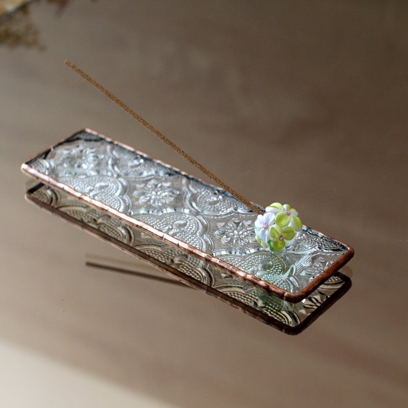 玻璃線香座 /花插 綠白琉璃球 - 香氛蠟燭/燭台 - 其他材質 多色
