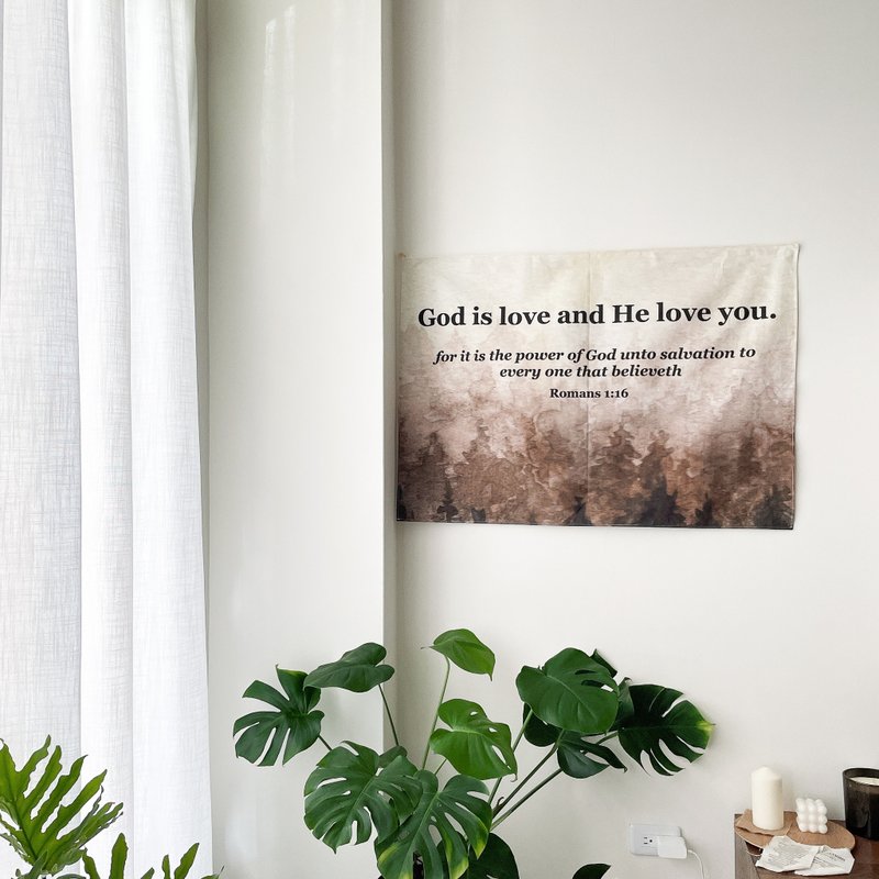 JIN CHA GOD【Linen texture hanging cloth】Salvation to every one - size - Posters - Cotton & Hemp White