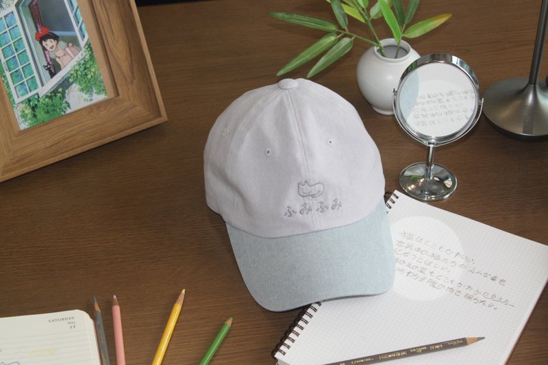 humi humi two tone ball cap(light gray/light blue) - 帽子 - 棉．麻 灰色
