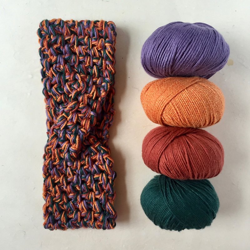 100% organic cotton crochet crisscross headband  |  Earth tone combination - Hair Accessories - Cotton & Hemp Orange