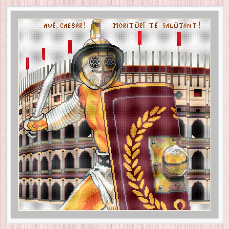 Gladiator Cross Stitch Pattern | Murmillo | Colosseum | Warrior with a sword | - 手工藝教學/工具書 - 其他材質 