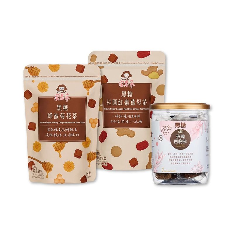 Brown Sugar Tea Brick Yue Yue Caring Group (Chrysanthemum/Longan Red Date Ginger/Rose Four Things) | Girlfriend Gift - Honey & Brown Sugar - Other Materials White