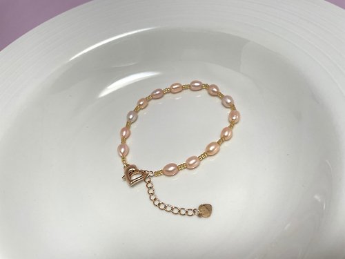 Athena珍珠設計 粉色溫柔 天然淡水珍珠 粉色炫彩 米珠 手鏈