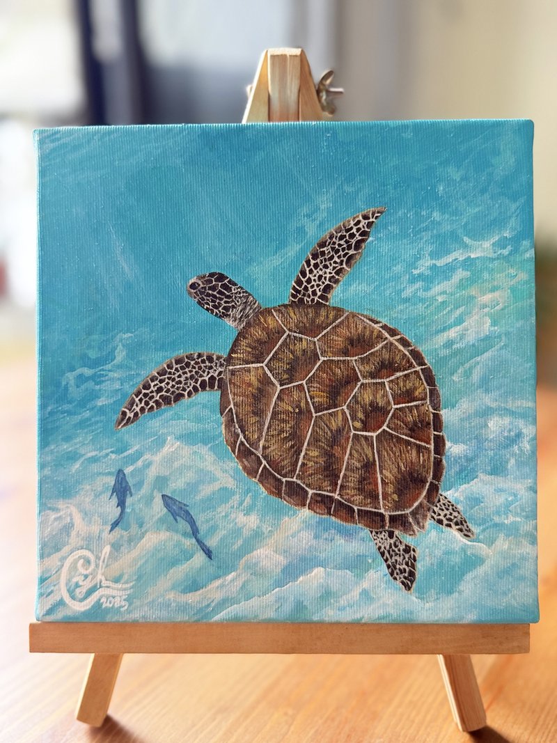 和我一起 迷你海龜2　With Me Mini Sea Turtle 2 - 似顏繪/人像畫 - 棉．麻 多色