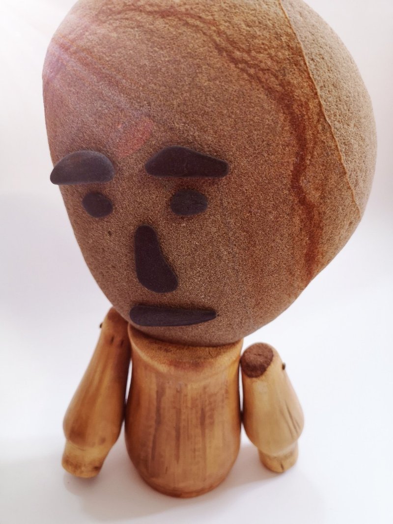 -Double-faced man- Stone handicrafts, original stone ornaments, stone ornaments, handmade handicrafts, stone ornaments - Items for Display - Stone Brown