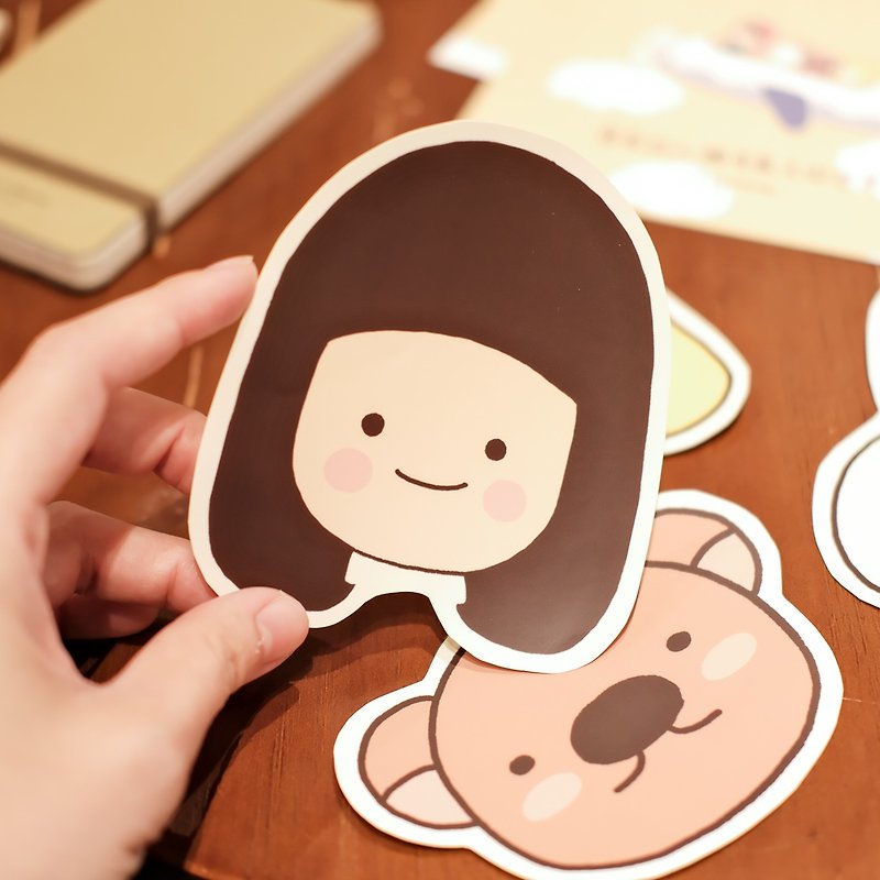 476C FAMILY Characters Head L Size Stickers - สติกเกอร์ - กระดาษ สีนำ้ตาล