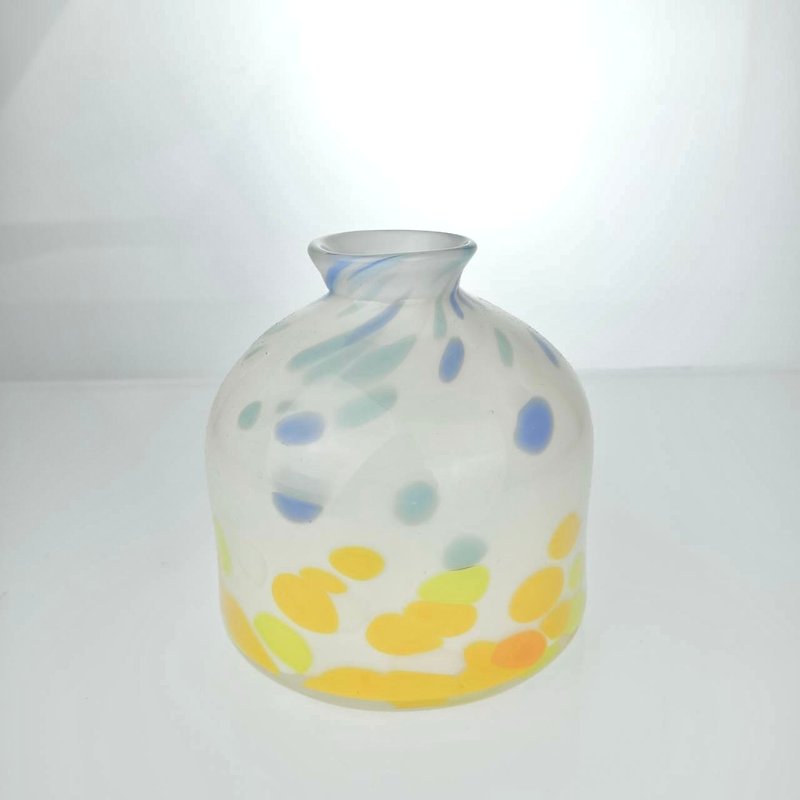 Contrast color dotted style handmade glass flower vessel purely hand blown - Pottery & Ceramics - Glass Multicolor