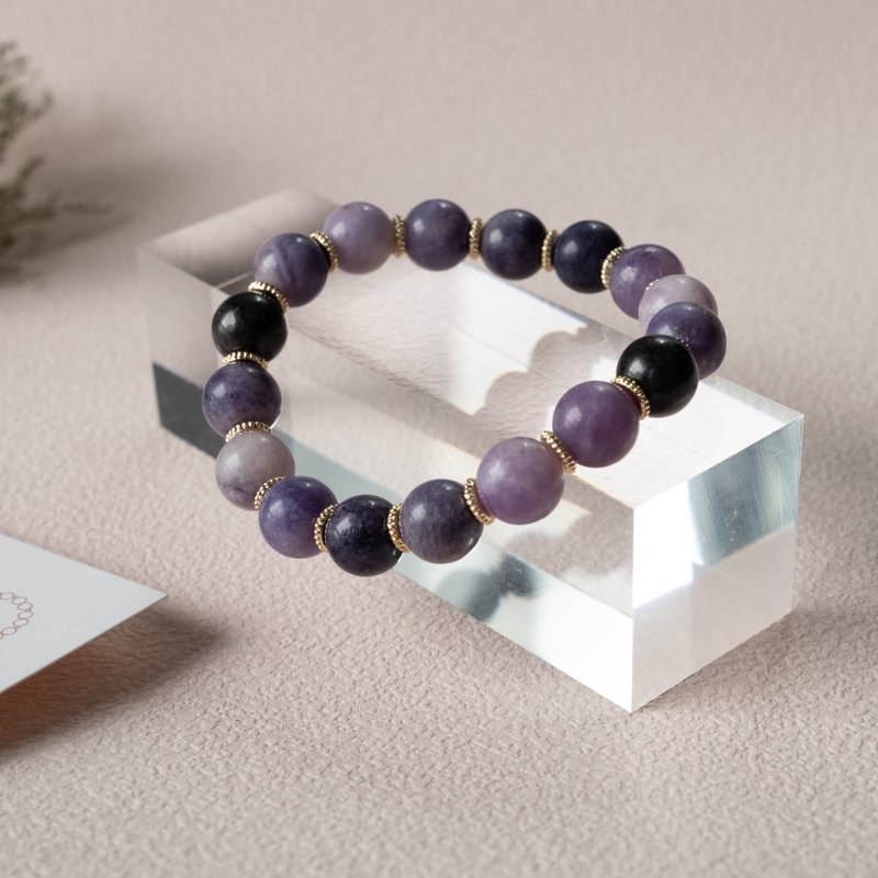 Sugi-Flourite genuine gemstones stretch bracelet birthday gift for her BFF - สร้อยข้อมือ - คริสตัล สีม่วง