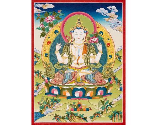 h21# 四腕観音 仏祖 唐卡 タンカ Thang-ga 装飾画民间文化芸術 500x0.jpg