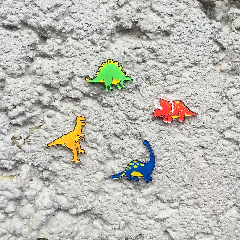 Pista mound hand-painted earrings/animals-Jurassic dinosaur collection - ต่างหู - เรซิน หลากหลายสี