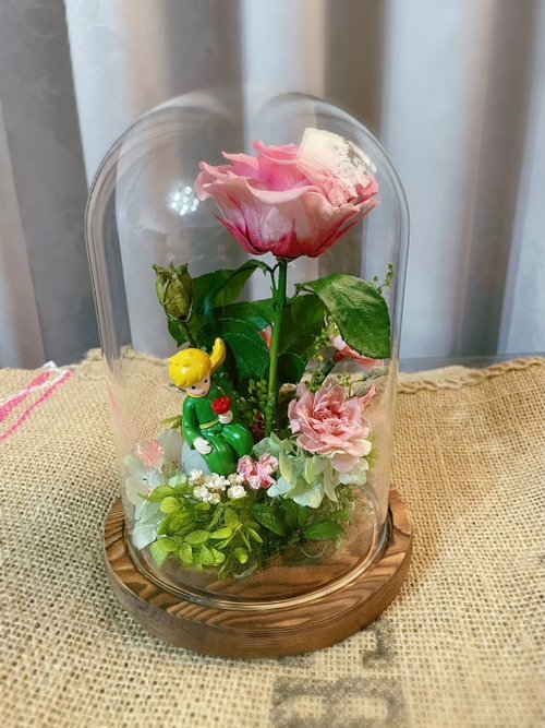 花訴花藝工坊 【永生花禮】小王子與他的玫瑰玻璃盅/永生花禮/祝賀花禮/情人節