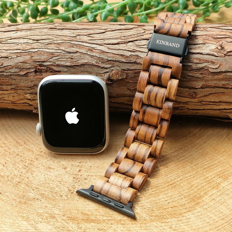 [Wooden Band] EINBAND Apple Watch Natural Wood Band Wooden Strap 20mm [Zebra Wood] - Women's Watches - Wood Brown