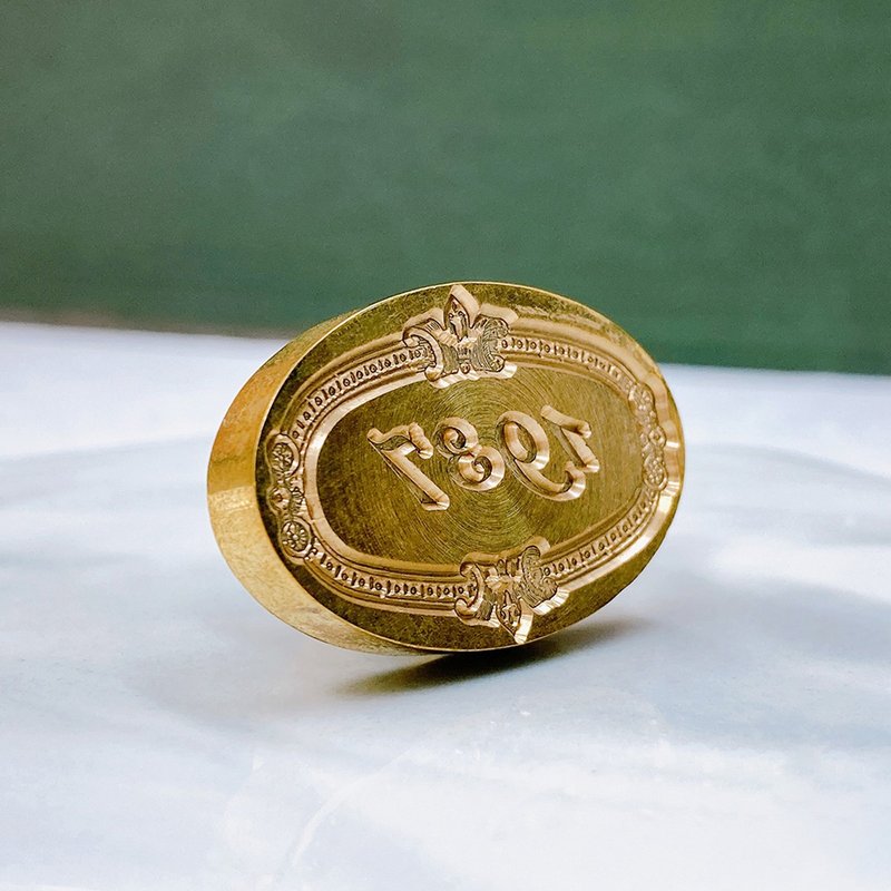 1937 Year wax seal stamp - ตราปั๊ม/สแตมป์/หมึก - ทองแดงทองเหลือง สีทอง