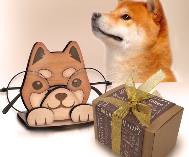 柴犬ハンドメイド木製メガネスタンド - ショップ mr. sheep 収納用品