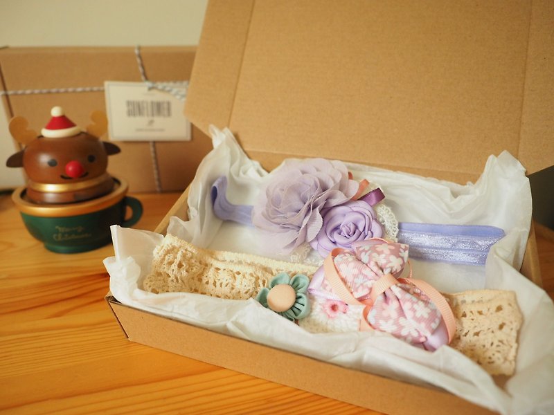 聖誕禮物 限量版 手作嬰兒女童彈性髮帶頭飾 - 嬰兒手鍊/飾品 - 棉．麻 紫色
