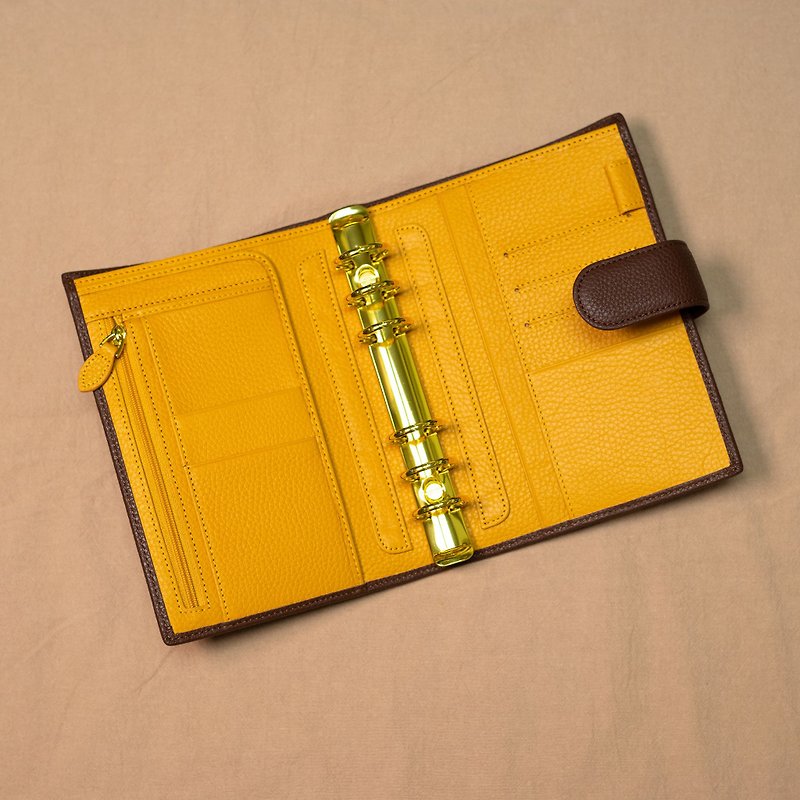 A6 Per/Bible 6-hole leather loose-leaf notebook|notebook|universal manual-Early Autumn Maple Leaf - สมุดบันทึก/สมุดปฏิทิน - หนังแท้ สีนำ้ตาล