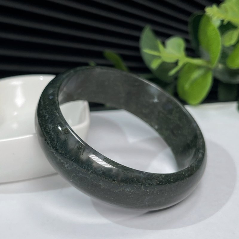 冰潤水草瑪瑙手鐲56MM 滿草飄花苔蘚玉髓手環 清新怡人 靈氣滿滿 - 手鍊/手環 - 半寶石 
