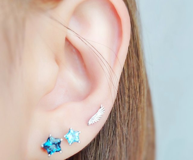 6mm 星 ロンドンブルートパーズ シルバー イヤリング - ショップ