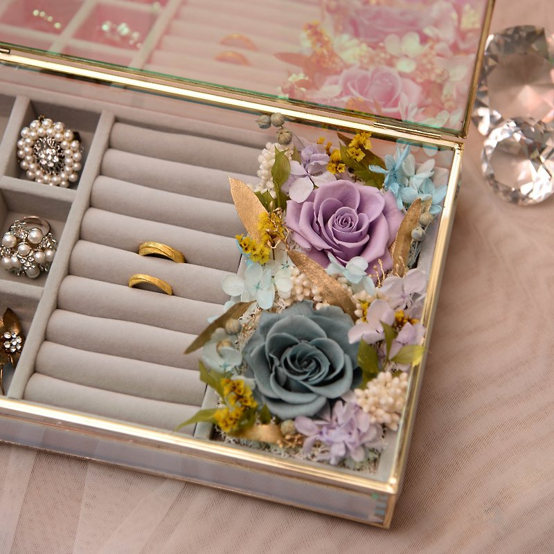 [Collection] Aurora/Aurora Jewelry Box Preserved Flowers Dried Flower Box/A total of 3 colors for wedding ceremony - กล่องเก็บของ - พืช/ดอกไม้ สีแดง