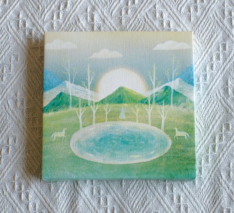 Small size frameless painting - clear green landscape illustration - Posters - Paper 