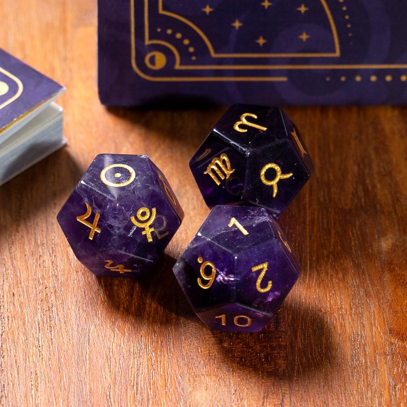 [Pre-order discount] Astrology Dice Set-Amethyst - Items for Display - Gemstone Purple