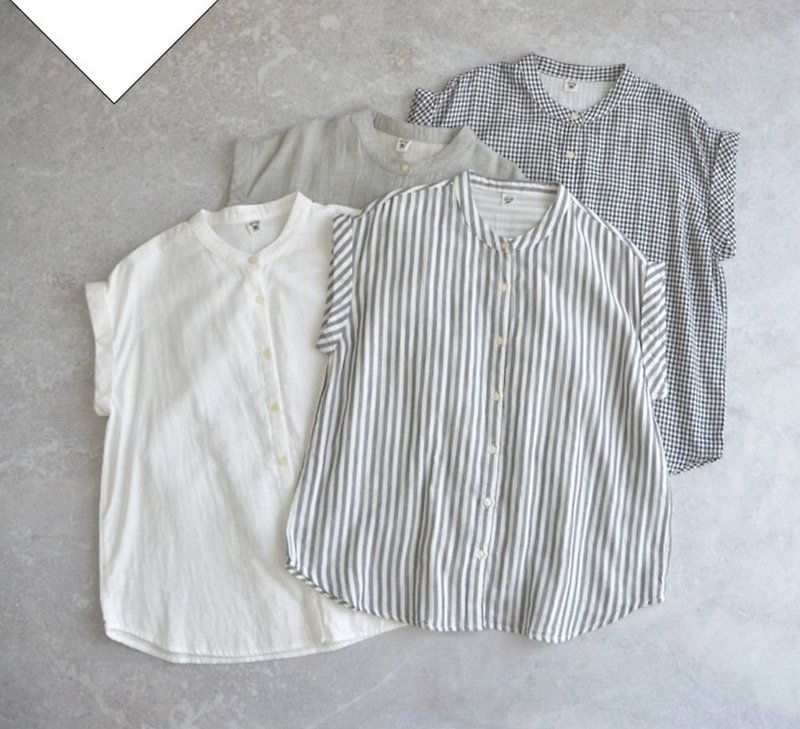 [Mori Orumi] Japanese college raglan sleeve round neck shirt (pre-order) - เสื้อเชิ้ตผู้หญิง - ผ้าฝ้าย/ผ้าลินิน ขาว