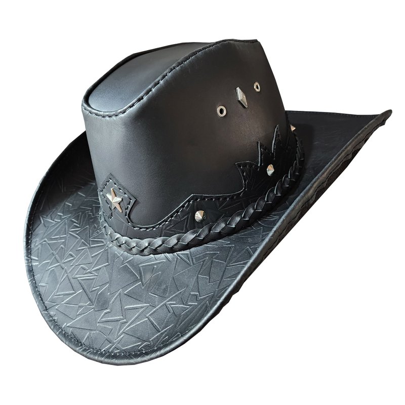 Texas Western Icon Cowboy Black Leather Hat - หมวก - หนังแท้ สีดำ