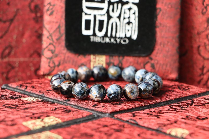 精品天然原礦彩斑藍彼得石手珠 10mm 手鍊 飾品 客製化串珠設計 - 手鍊/手環 - 半寶石 