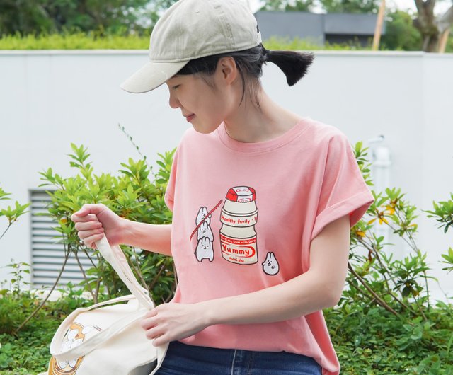 Mochi Rabbit Yakult T-shirt - Shop Mori Shu Women's Tops - Pinkoi