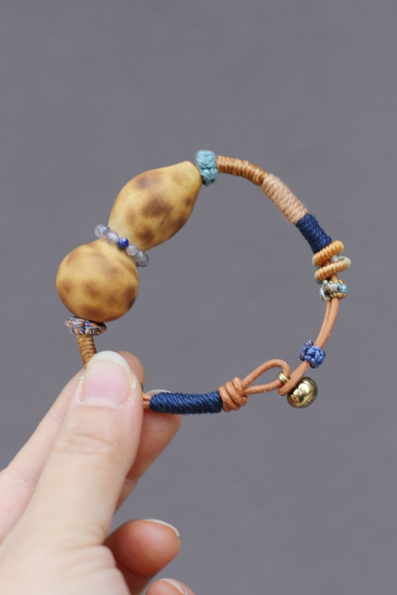 No.8-Original & Natural Small Gourd Charm Bracelet | All Handmade Forest-Inspired Braided Cord | In Stock - Bracelets - Plants & Flowers 