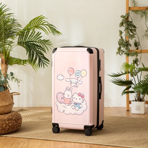 TLCSTORE 卡若特品牌館 【三麗鷗】Hello Kitty 28吋拉鍊款胖胖箱 行李箱 旅行箱-雲朵粉