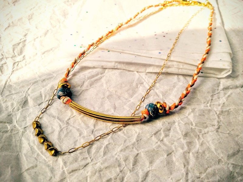 Fall in love with glass beads necklace - Necklaces - Other Materials Orange