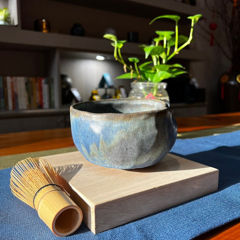 台灣陶藝大師蘇秉康 - 寶藍窯變茶碗(包窯作品) - 碗 - 陶 藍色