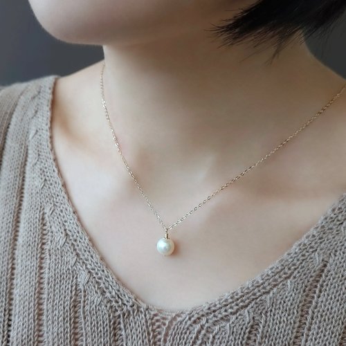 Joyce Wu Handmade Jewelry 限量 - 近圓淡水珍珠 7.5mm 14Kgf 包金 裸感項鍊 鎖骨鍊