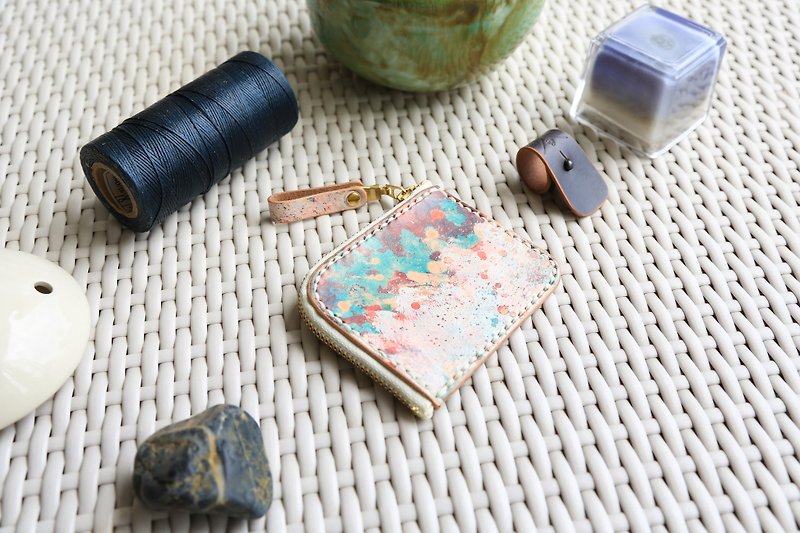 Painter wind color purse wallet / coin folder - กระเป๋าใส่เหรียญ - หนังแท้ 