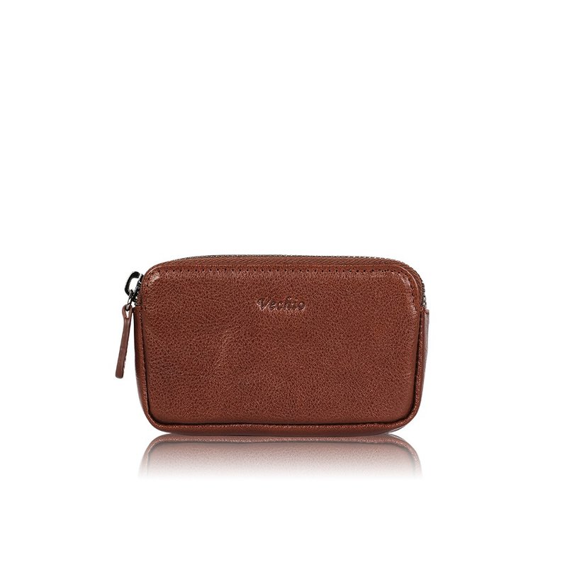 [Free upgrade gift packaging] Resolute Thick Zipper Coin Purse-Brown/VE048W040BR - Coin Purses - Genuine Leather Brown