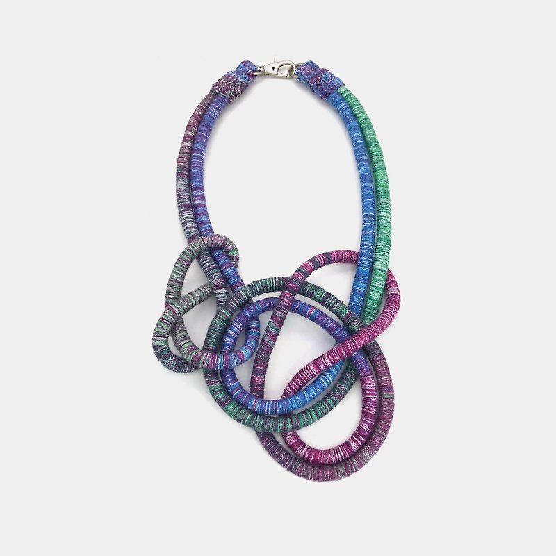 Cotton & Hemp Necklaces Purple - Cotton knitted Necklace Knot Rope necklace Textile necklace