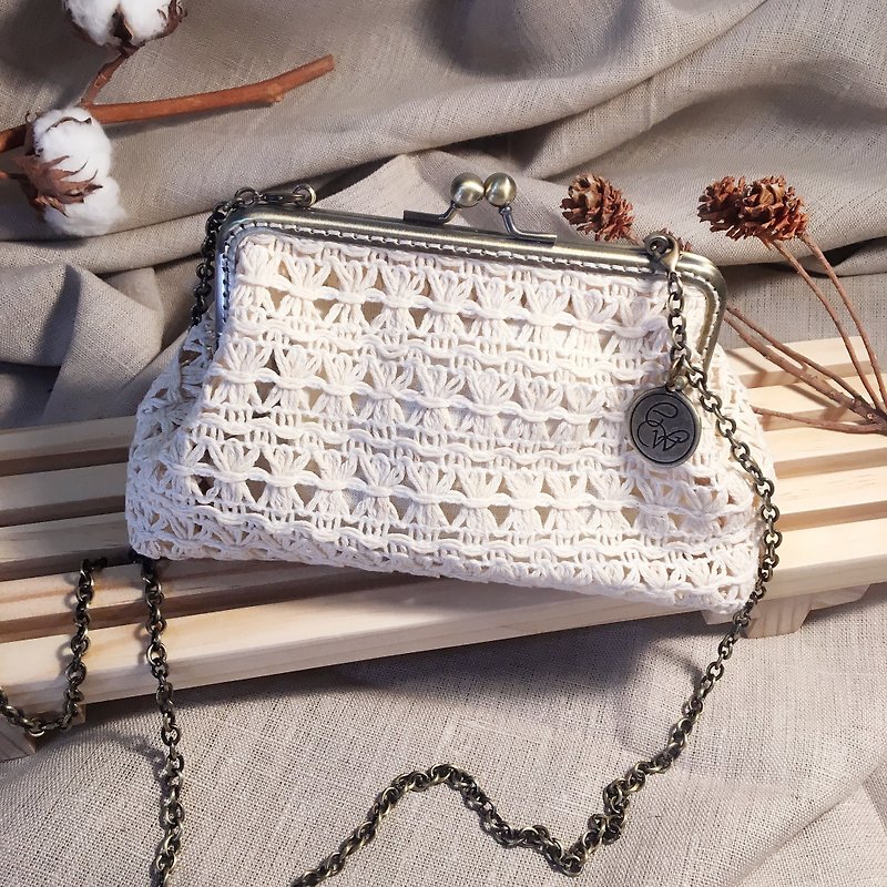 Handmade 2way claspbag - Bohemia weaving - Messenger Bags & Sling Bags - Cotton & Hemp Khaki