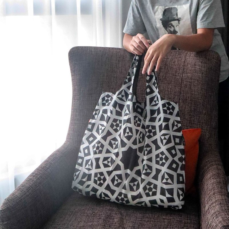 ENVIROSAX 澳洲折疊購物袋 | 黑白經典─鏡像 - 側背包/斜孭袋 - 聚酯纖維 黑色