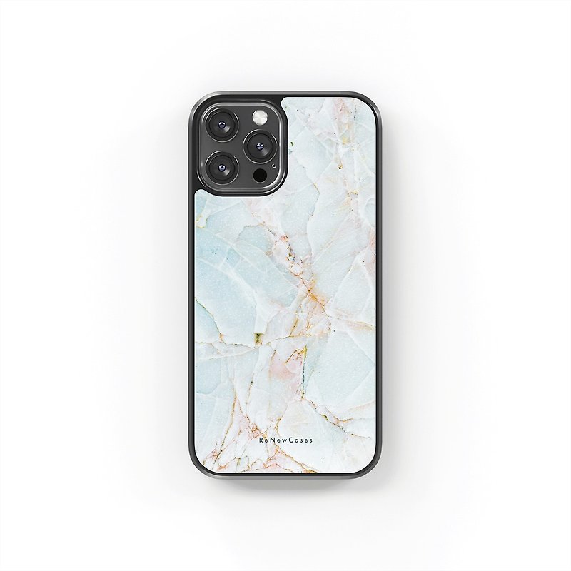 環保 再生材料 iPhone 三合一防摔手機殼 藍水粉紅大理石紋 - 手機殼/手機套 - 環保材質 藍色