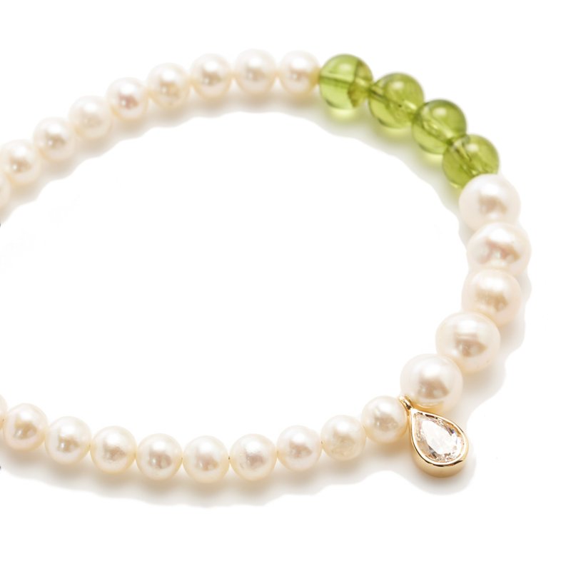 Graine Peridot Pearl Bracelet - สร้อยข้อมือ - ไข่มุก สีทอง