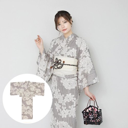 fuukakimono 日本 和服 女性 兩件式 浴衣 腰封 套組 F size x14h-21