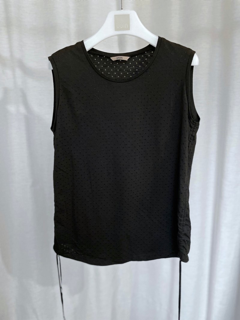 UUIN _ Black side drawstring vest - Women's Vests - Cotton & Hemp Black