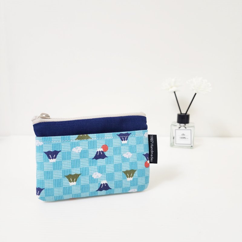 [Little Mount Fuji-(Dark Blue)] HOT!!! Japanese-style coin purse zipper bag exchange gift - กระเป๋าใส่เหรียญ - ผ้าฝ้าย/ผ้าลินิน สีน้ำเงิน