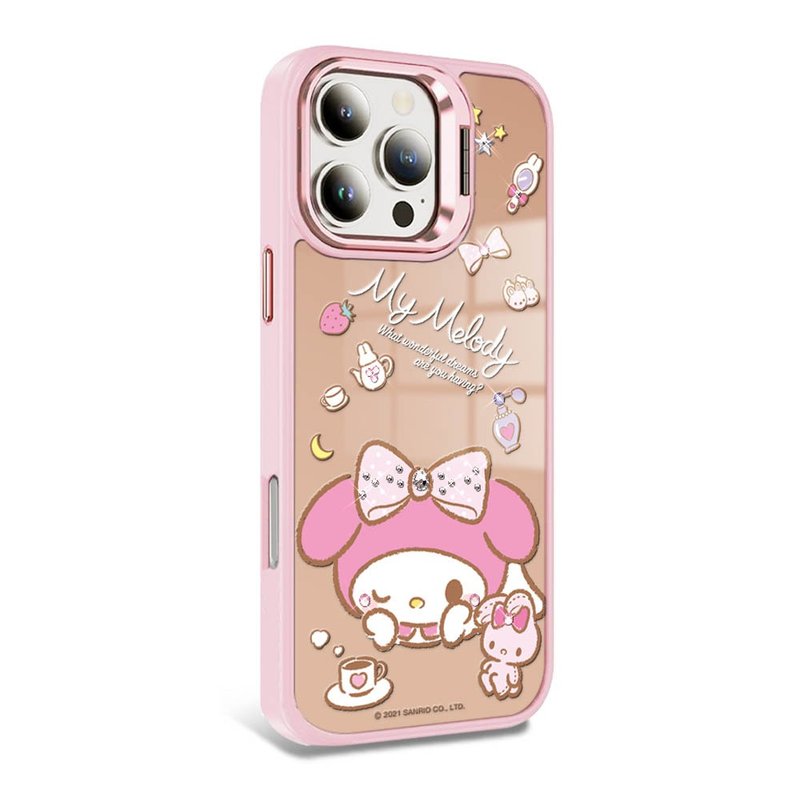 iPhone 全系列 軍規防摔合金框隱形立架鏡面鑽殼-午茶美樂蒂 - 手機殼/手機套 - 其他材質 多色